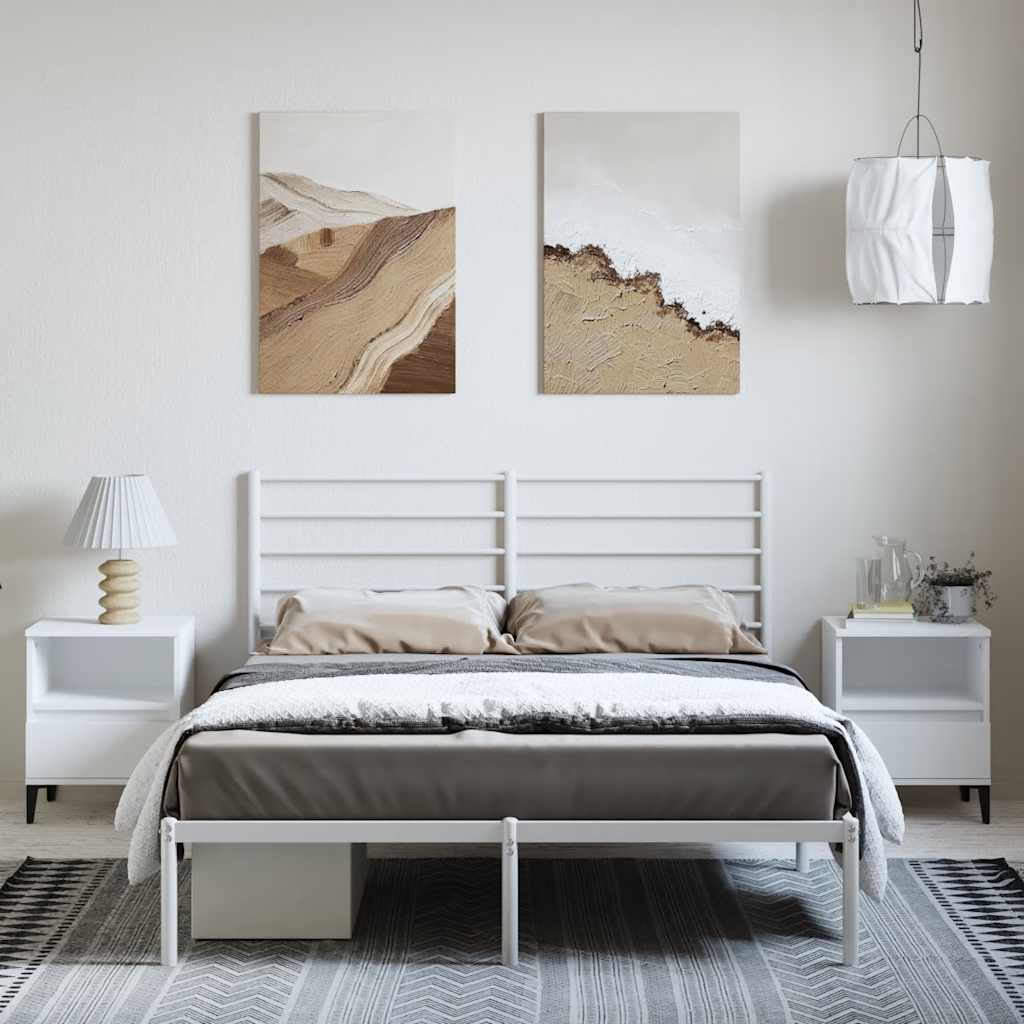 Bedframe met hoofdbord metaal wit 135x190 cm is nu te koop bij PeponiXL, paradijselijk wonen!