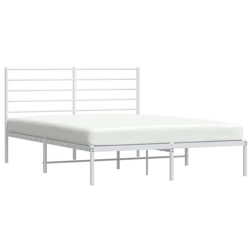 Bedframe met hoofdbord metaal wit 135x190 cm is nu te koop bij PeponiXL, paradijselijk wonen!
