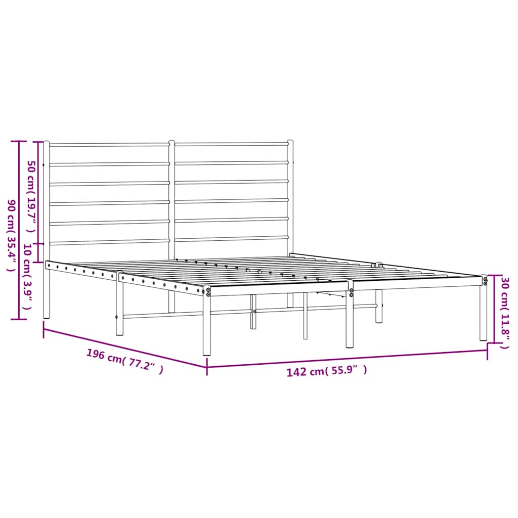 Bedframe met hoofdbord metaal wit 135x190 cm is nu te koop bij PeponiXL, paradijselijk wonen!