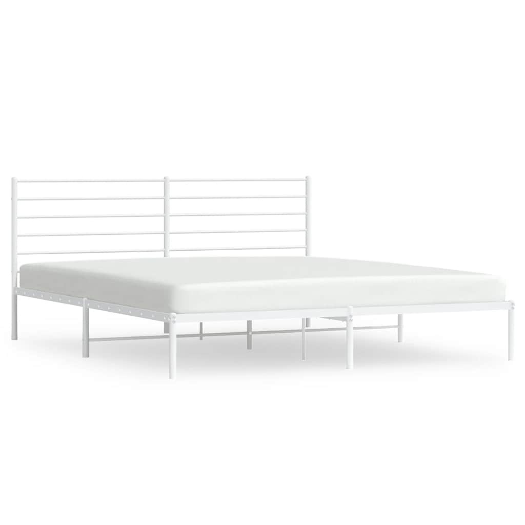 Bedframe met hoofdbord metaal wit 183x213 cm is nu te koop bij PeponiXL, paradijselijk wonen!