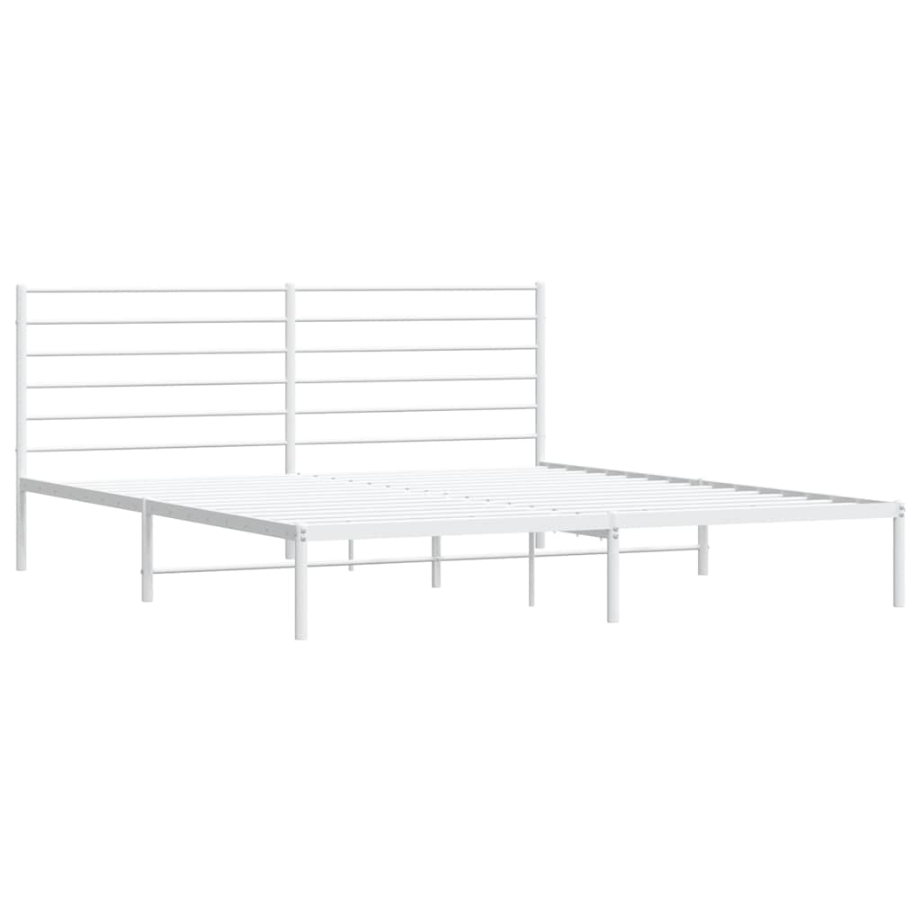 Bedframe met hoofdbord metaal wit 183x213 cm is nu te koop bij PeponiXL, paradijselijk wonen!