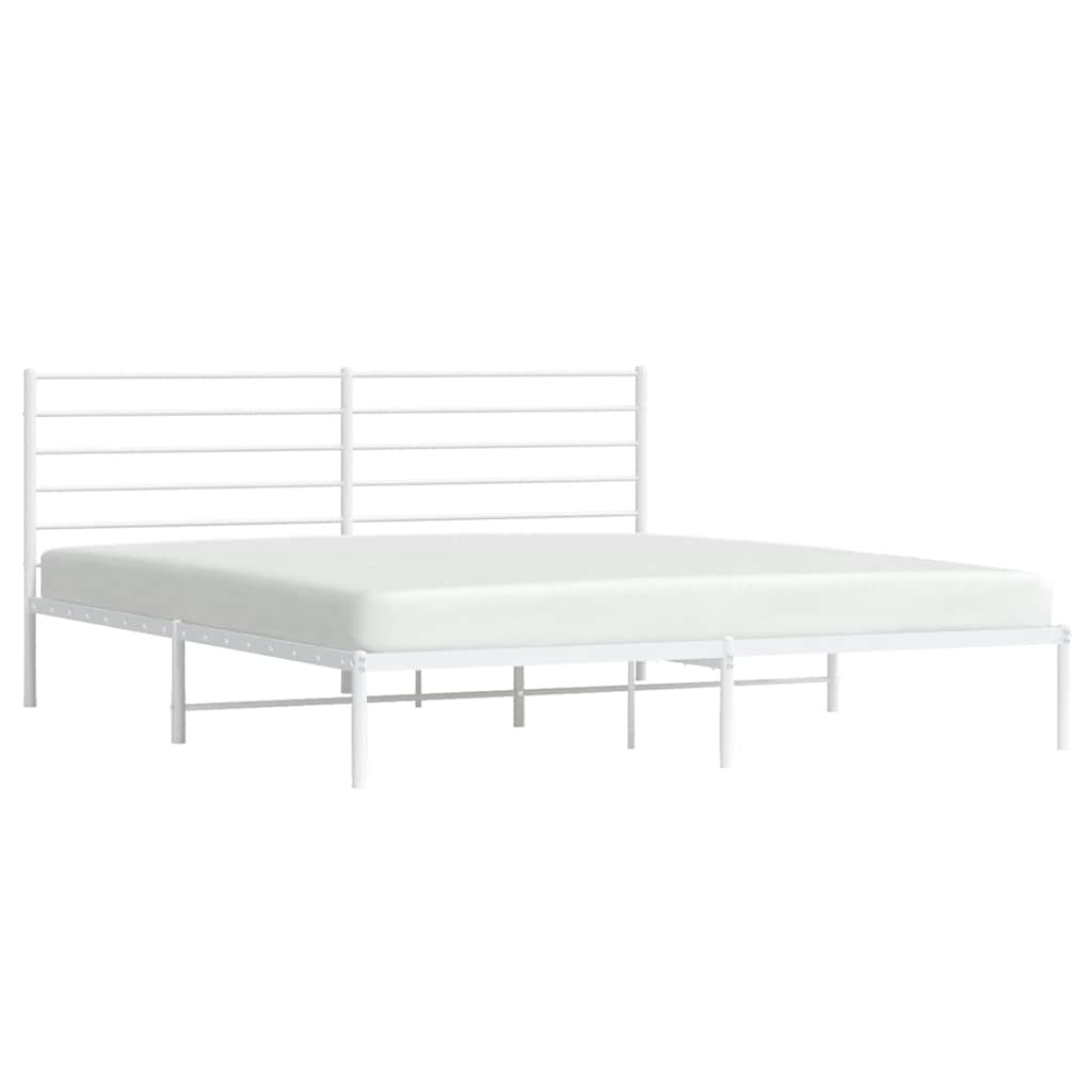 Bedframe met hoofdbord metaal wit 183x213 cm is nu te koop bij PeponiXL, paradijselijk wonen!