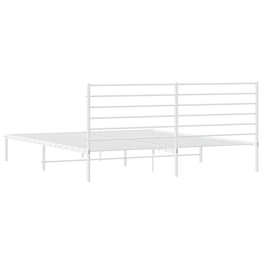 Bedframe met hoofdbord metaal wit 183x213 cm is nu te koop bij PeponiXL, paradijselijk wonen!