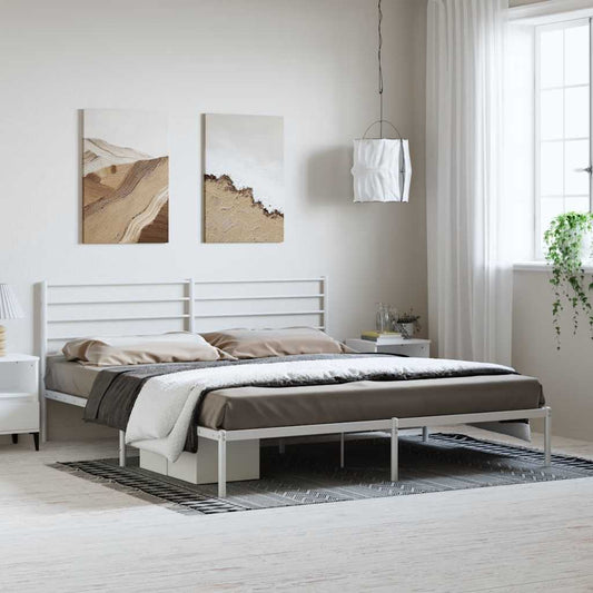 Bedframe met hoofdbord metaal wit 183x213 cm is nu te koop bij PeponiXL, paradijselijk wonen!
