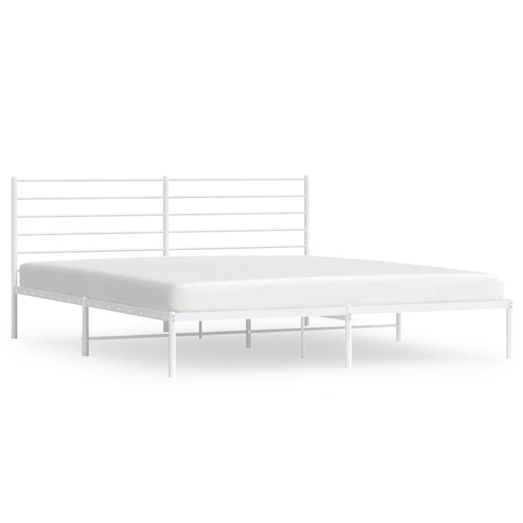 Bedframe met hoofdbord metaal wit 193x203 cm is nu te koop bij PeponiXL, paradijselijk wonen!