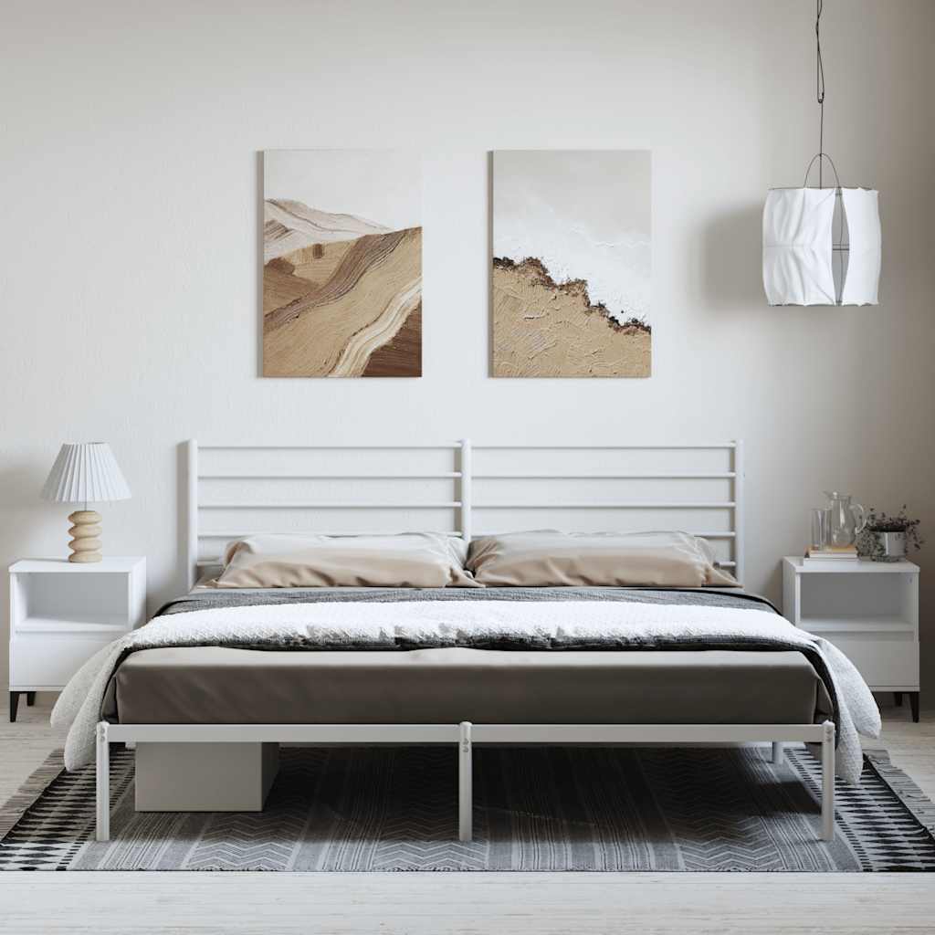 Bedframe met hoofdbord metaal wit 193x203 cm is nu te koop bij PeponiXL, paradijselijk wonen!