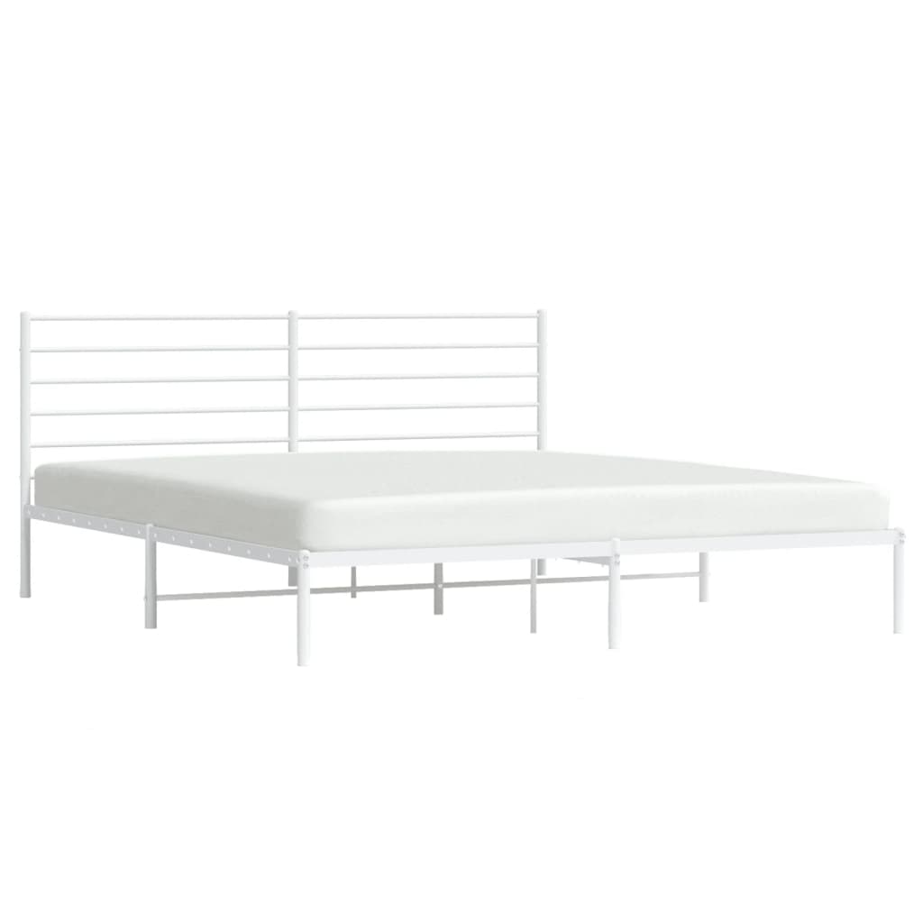 Bedframe met hoofdbord metaal wit 193x203 cm is nu te koop bij PeponiXL, paradijselijk wonen!
