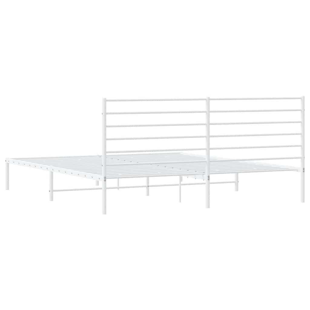 Bedframe met hoofdbord metaal wit 193x203 cm is nu te koop bij PeponiXL, paradijselijk wonen!
