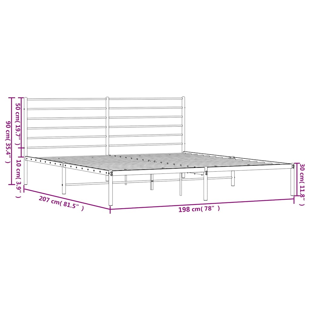 Bedframe met hoofdbord metaal wit 193x203 cm is nu te koop bij PeponiXL, paradijselijk wonen!