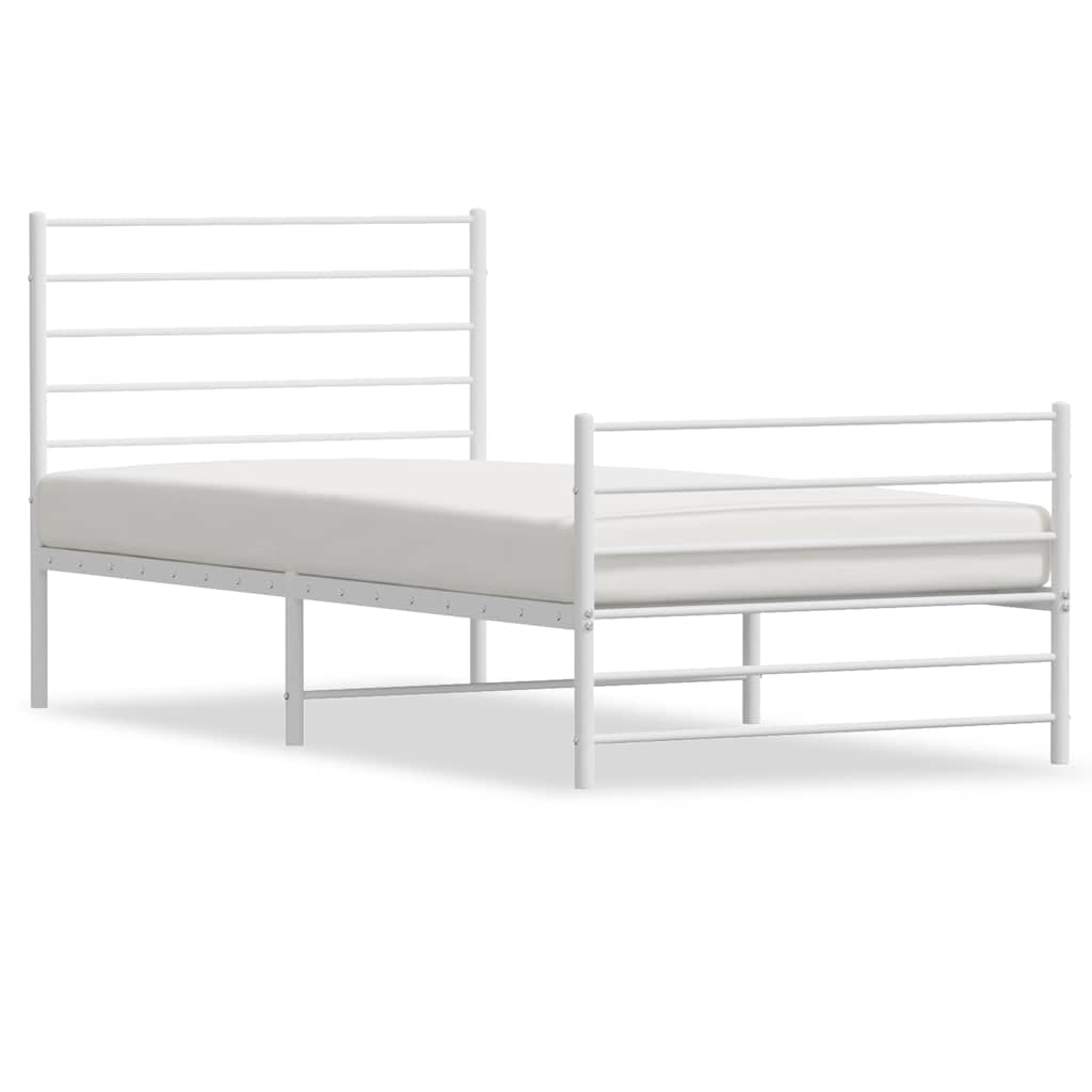 Bedframe met hoofd- en voeteneinde metaal wit 100x200 cm is nu te koop bij PeponiXL, paradijselijk wonen!