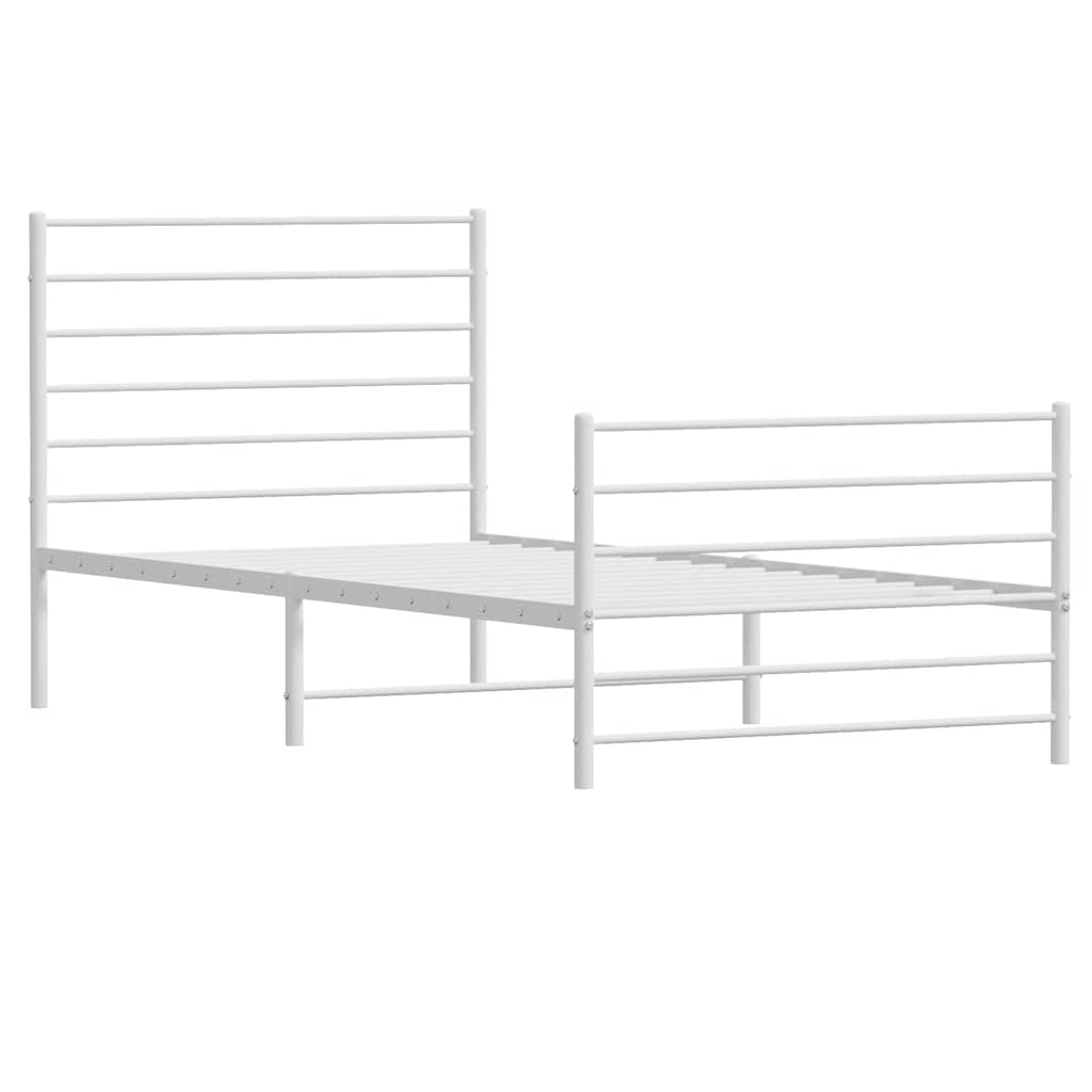 Bedframe met hoofd- en voeteneinde metaal wit 100x200 cm is nu te koop bij PeponiXL, paradijselijk wonen!