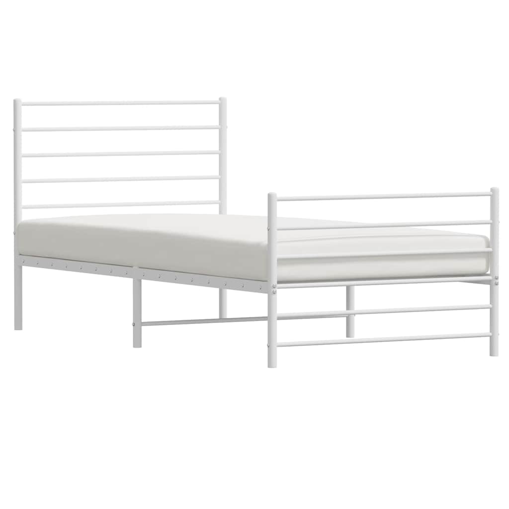 Bedframe met hoofd- en voeteneinde metaal wit 100x200 cm is nu te koop bij PeponiXL, paradijselijk wonen!