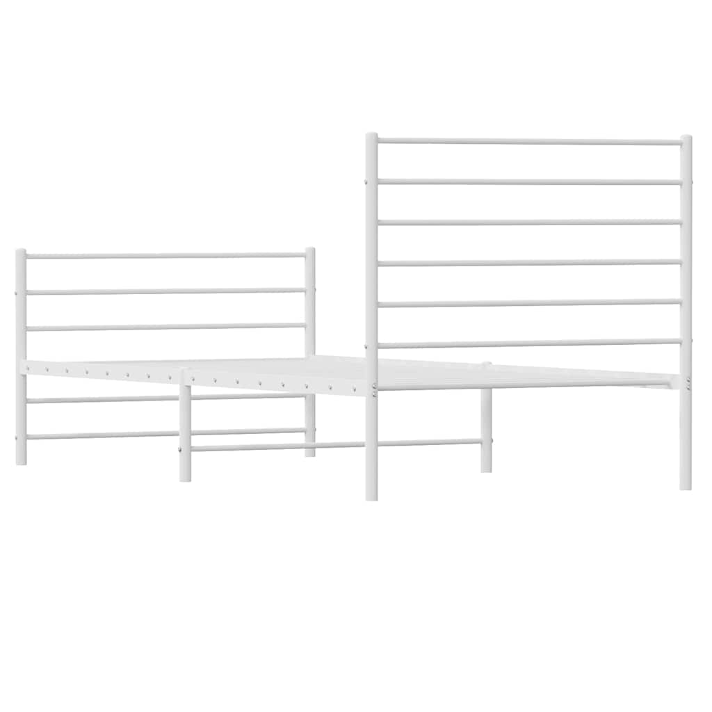 Bedframe met hoofd- en voeteneinde metaal wit 100x200 cm is nu te koop bij PeponiXL, paradijselijk wonen!