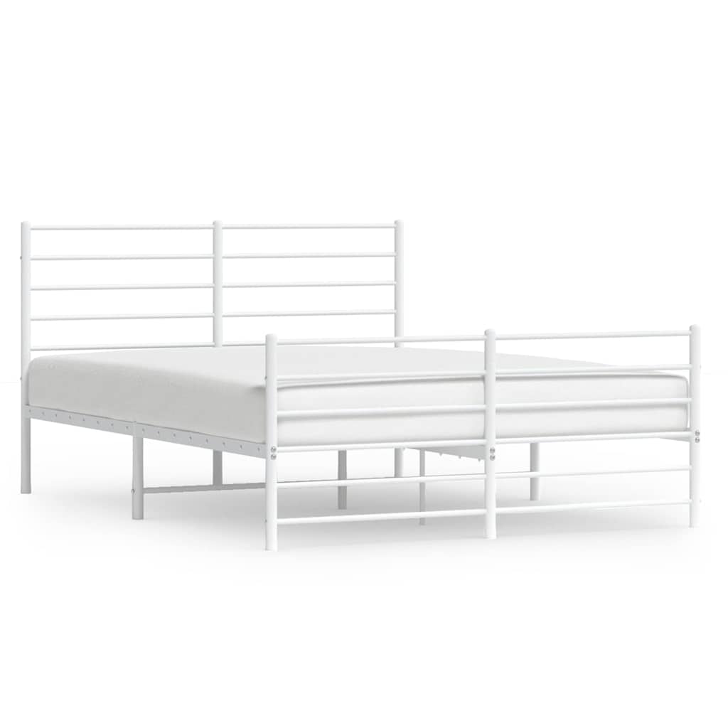 Bedframe met hoofd- en voeteneinde metaal wit 140x200 cm is nu te koop bij PeponiXL, paradijselijk wonen!