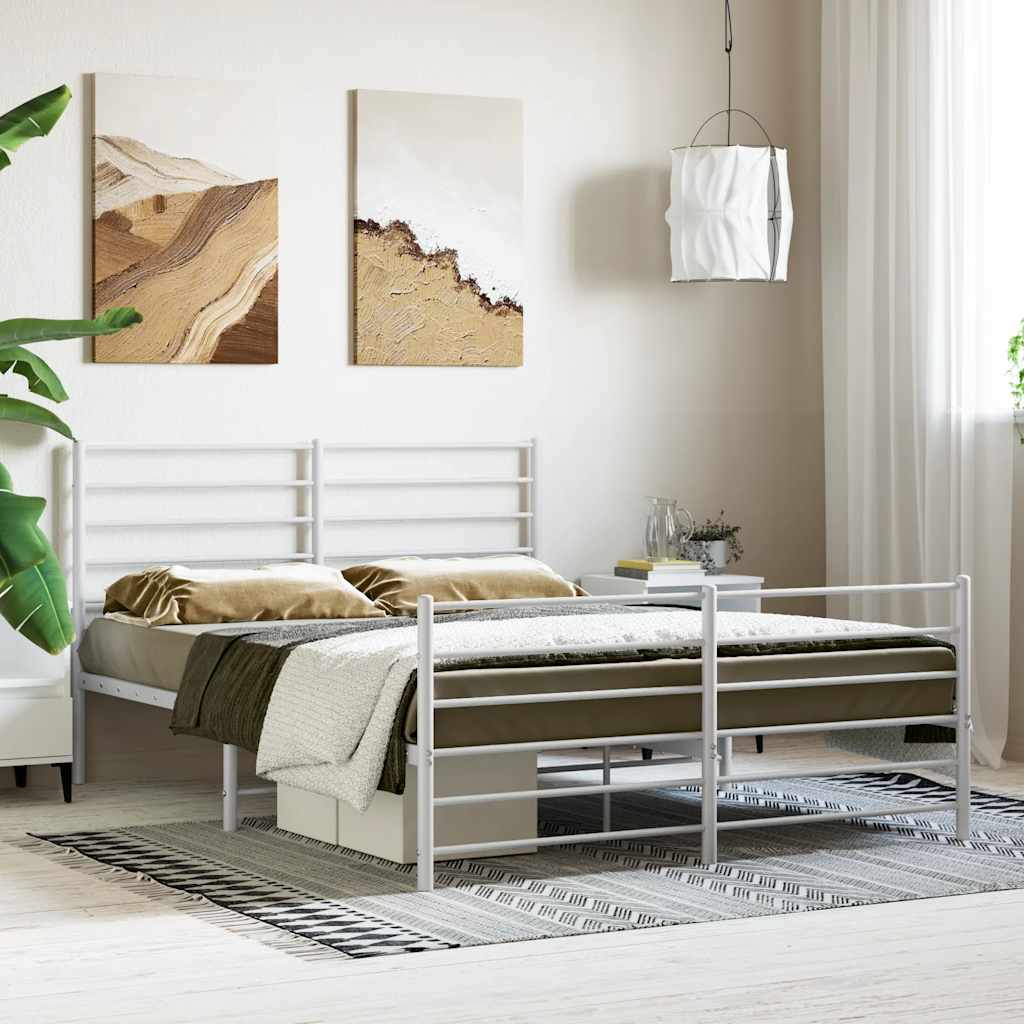 Bedframe met hoofd- en voeteneinde metaal wit 140x200 cm is nu te koop bij PeponiXL, paradijselijk wonen!