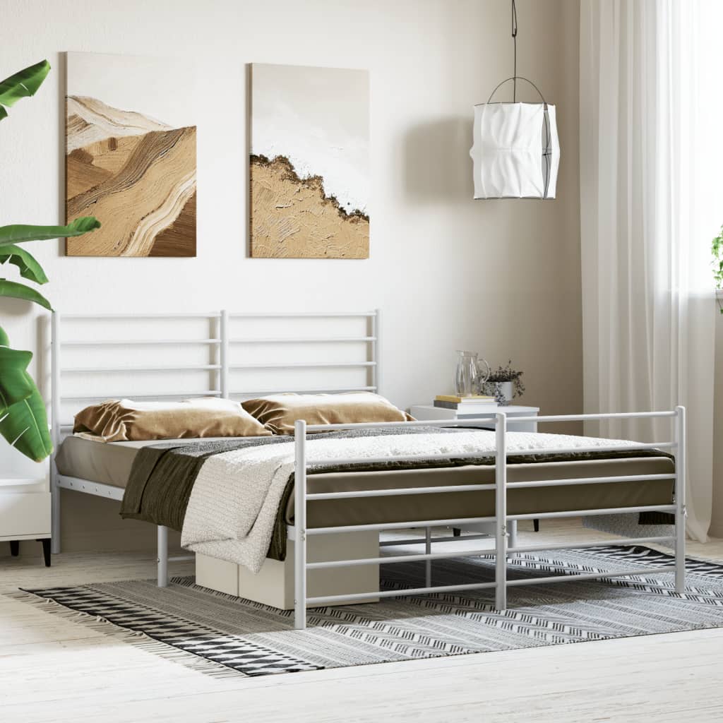 Bedframe met hoofd- en voeteneinde metaal wit 160x200 cm is nu te koop bij PeponiXL, paradijselijk wonen!