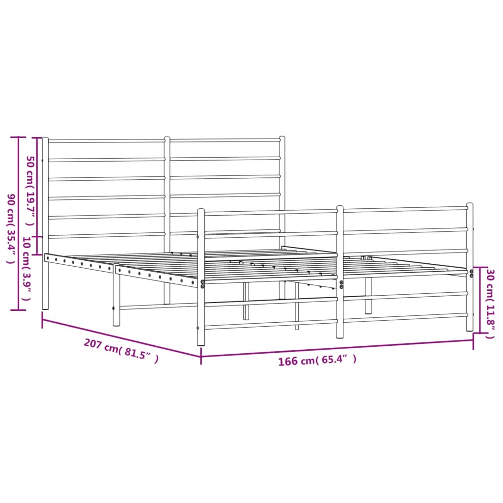 Bedframe met hoofd- en voeteneinde metaal wit 160x200 cm is nu te koop bij PeponiXL, paradijselijk wonen!