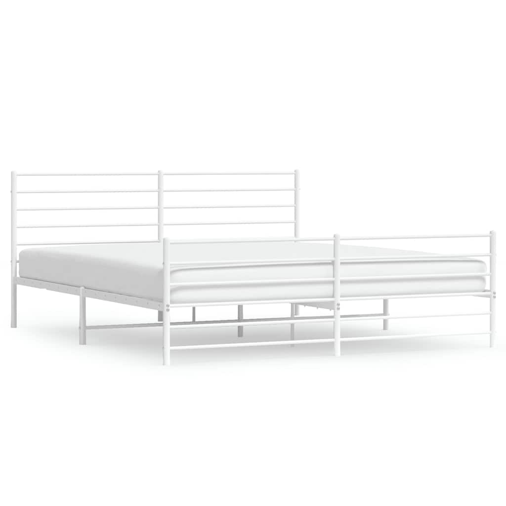 Bedframe met hoofd- en voeteneinde metaal wit 183x213 cm is nu te koop bij PeponiXL, paradijselijk wonen!