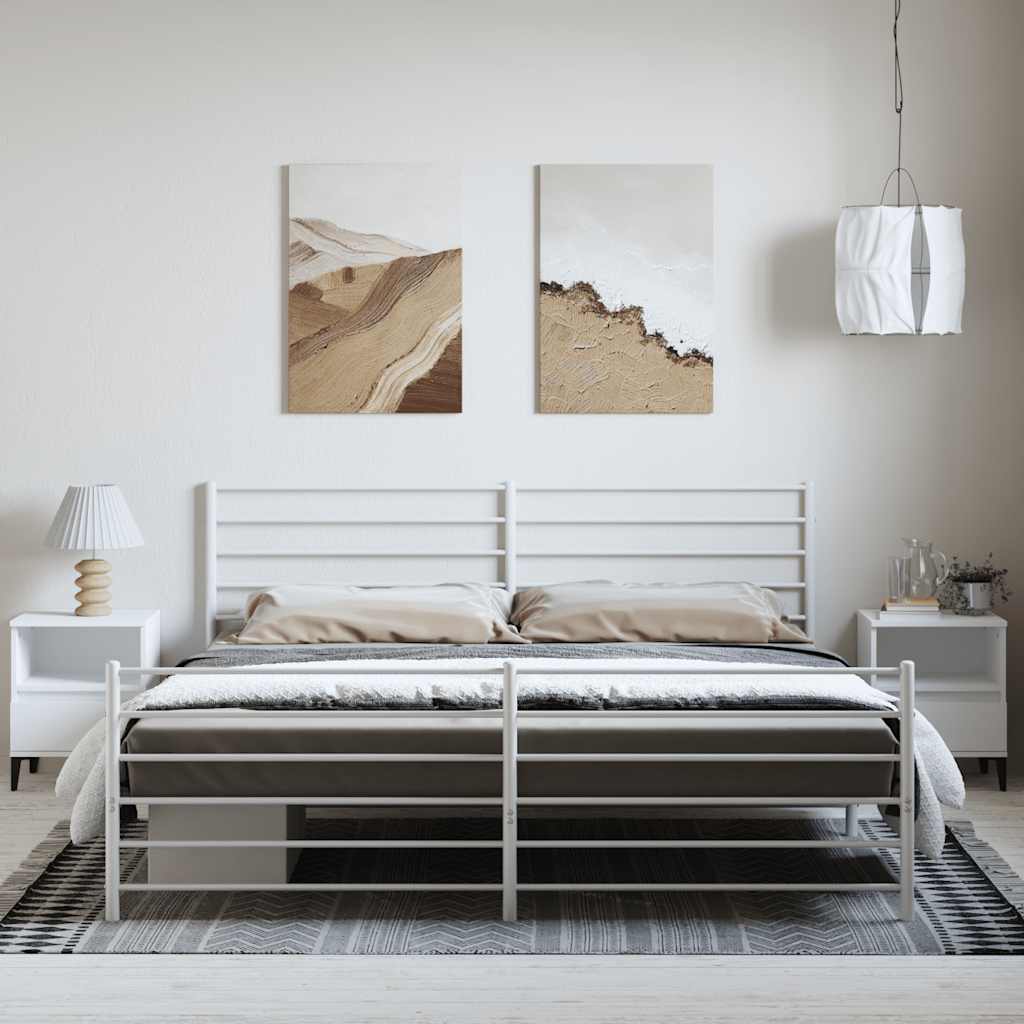Bedframe met hoofd- en voeteneinde metaal wit 183x213 cm is nu te koop bij PeponiXL, paradijselijk wonen!
