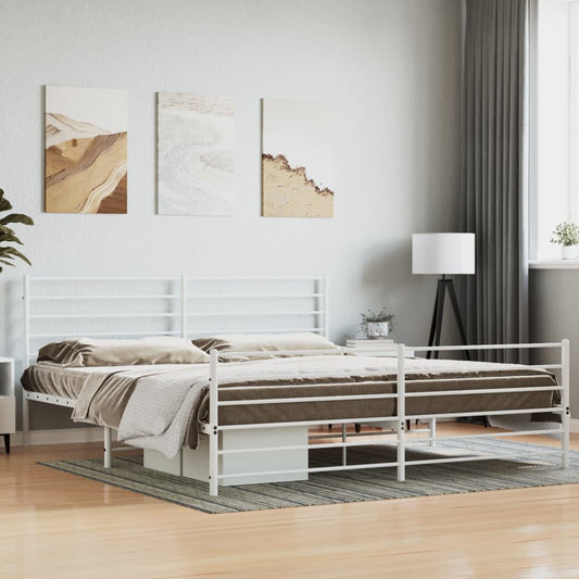 Bedframe met hoofd- en voeteneinde metaal wit 183x213 cm is nu te koop bij PeponiXL, paradijselijk wonen!