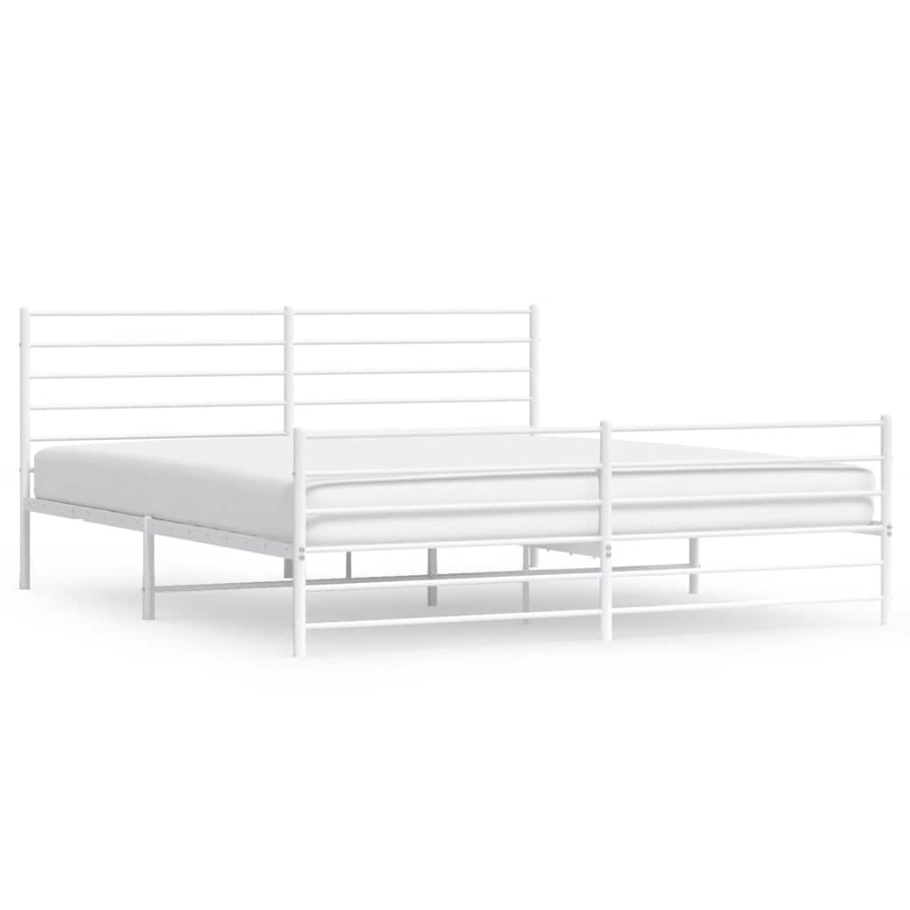 Bedframe met hoofd- en voeteneinde metaal wit 193x203 cm is nu te koop bij PeponiXL, paradijselijk wonen!