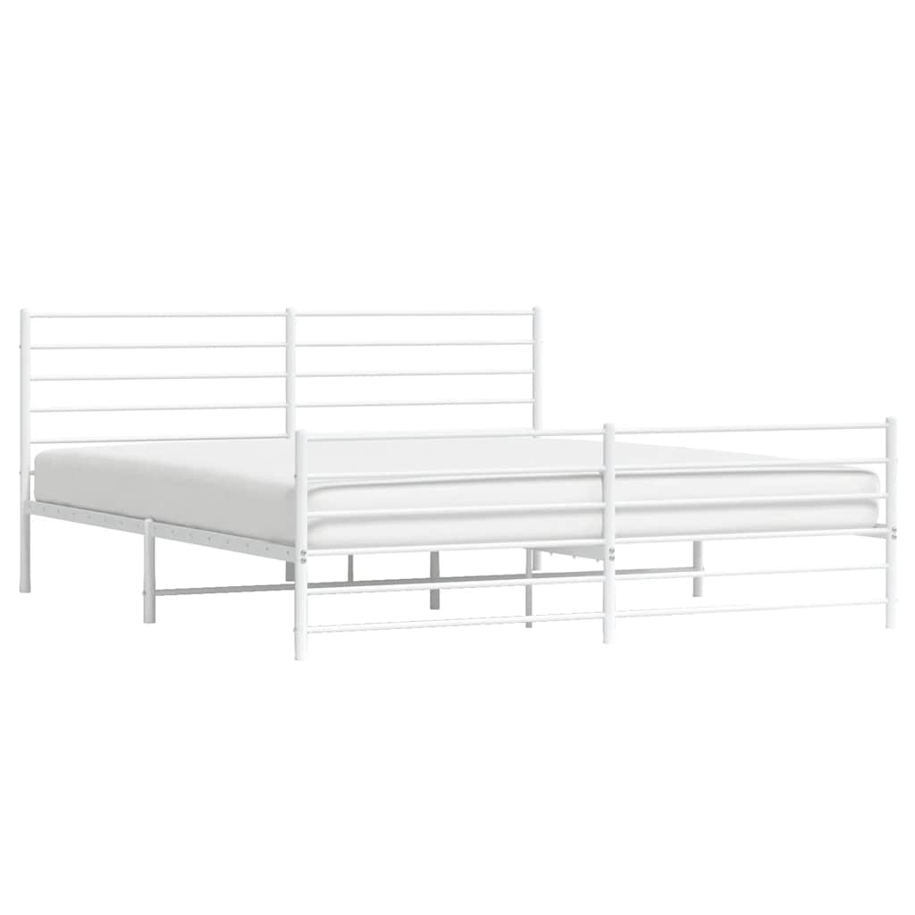 Bedframe met hoofd- en voeteneinde metaal wit 193x203 cm is nu te koop bij PeponiXL, paradijselijk wonen!