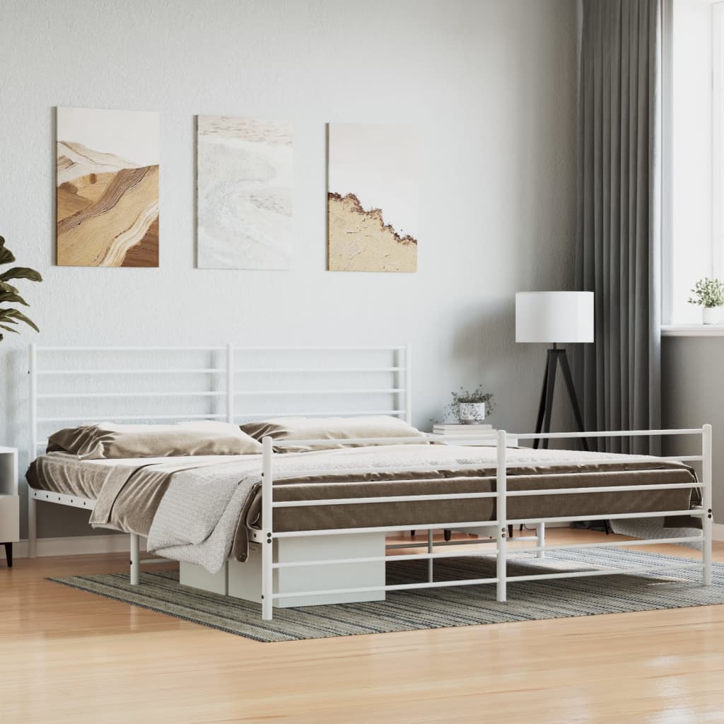Bedframe met hoofd- en voeteneinde metaal wit 193x203 cm is nu te koop bij PeponiXL, paradijselijk wonen!