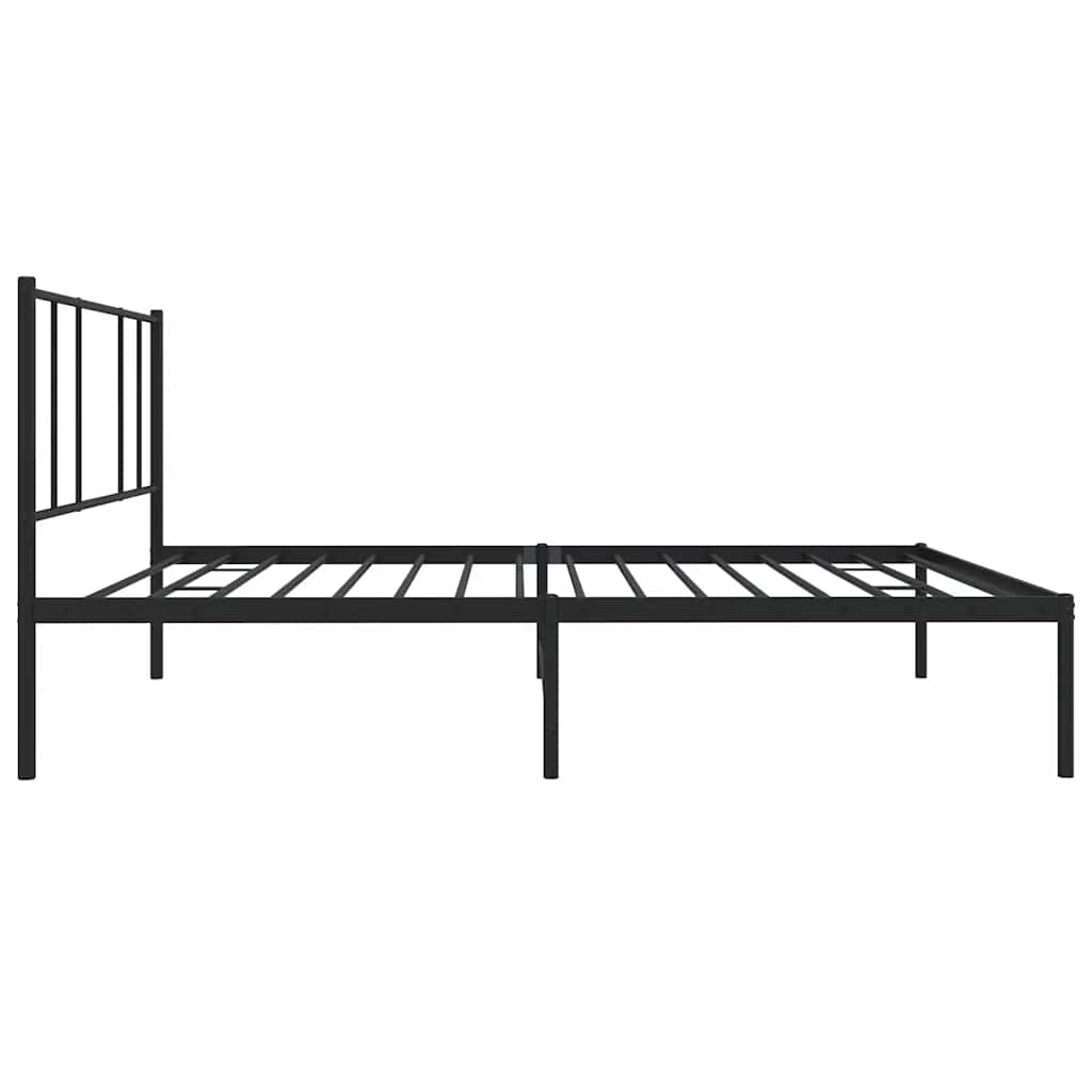 Bedframe met hoofdbord metaal zwart 75x190 cm is nu te koop bij PeponiXL, paradijselijk wonen!