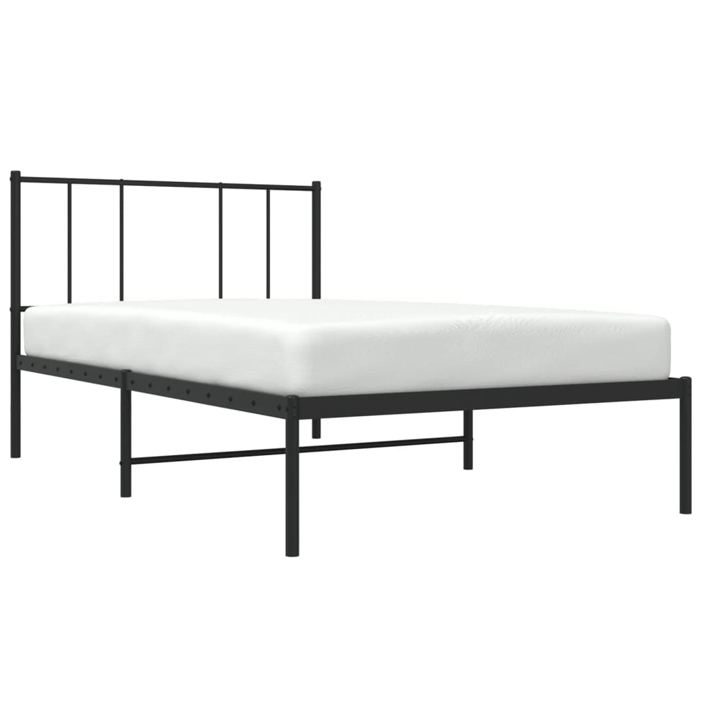 Bedframe met hoofdbord metaal zwart 90x190 cm is nu te koop bij PeponiXL, paradijselijk wonen!