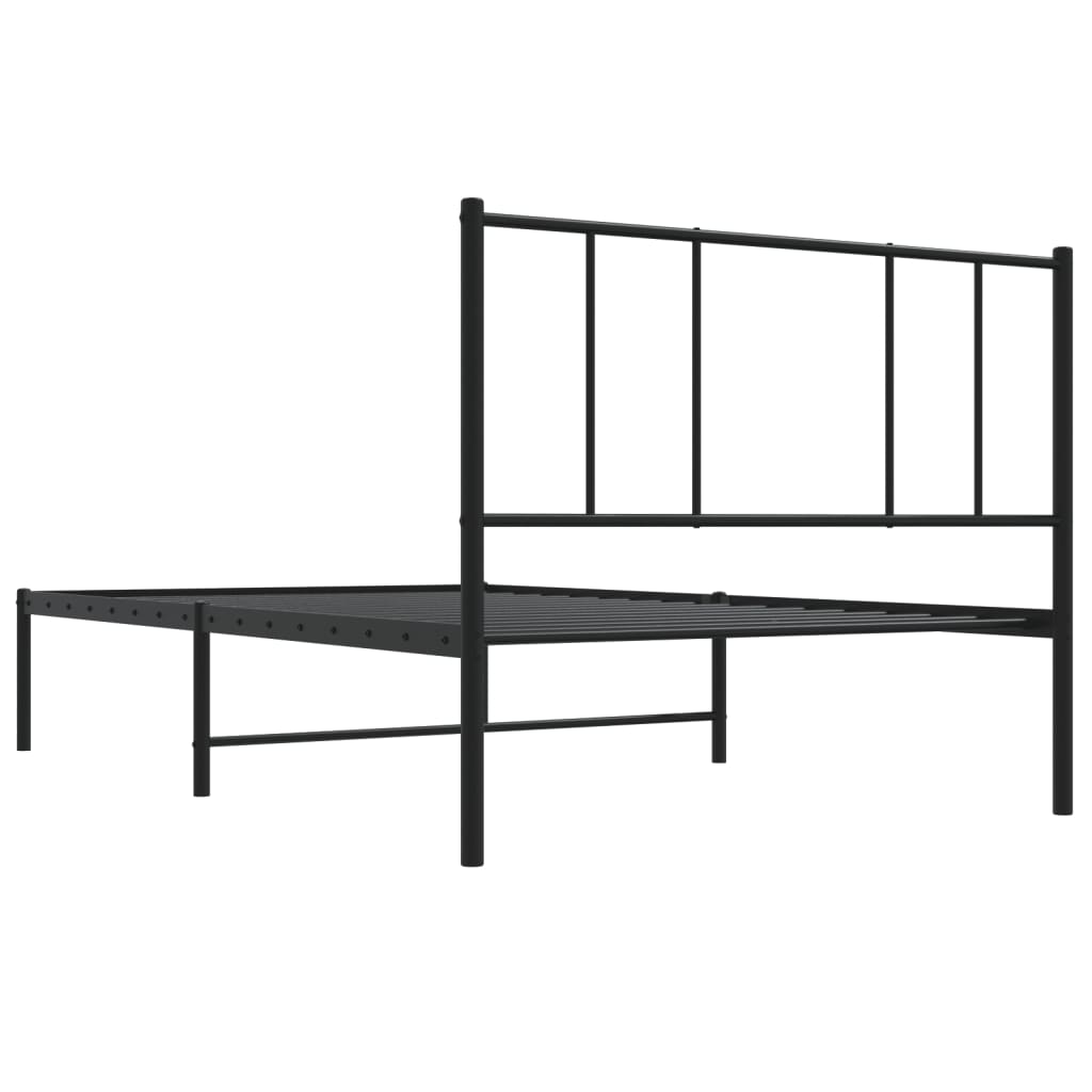 Bedframe met hoofdbord metaal zwart 90x190 cm is nu te koop bij PeponiXL, paradijselijk wonen!