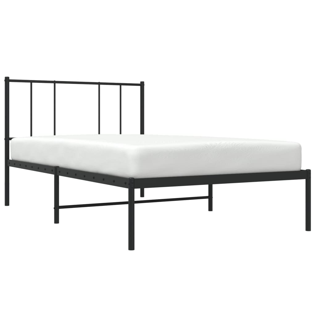 Bedframe met hoofdbord metaal zwart 90x200 cm is nu te koop bij PeponiXL, paradijselijk wonen!