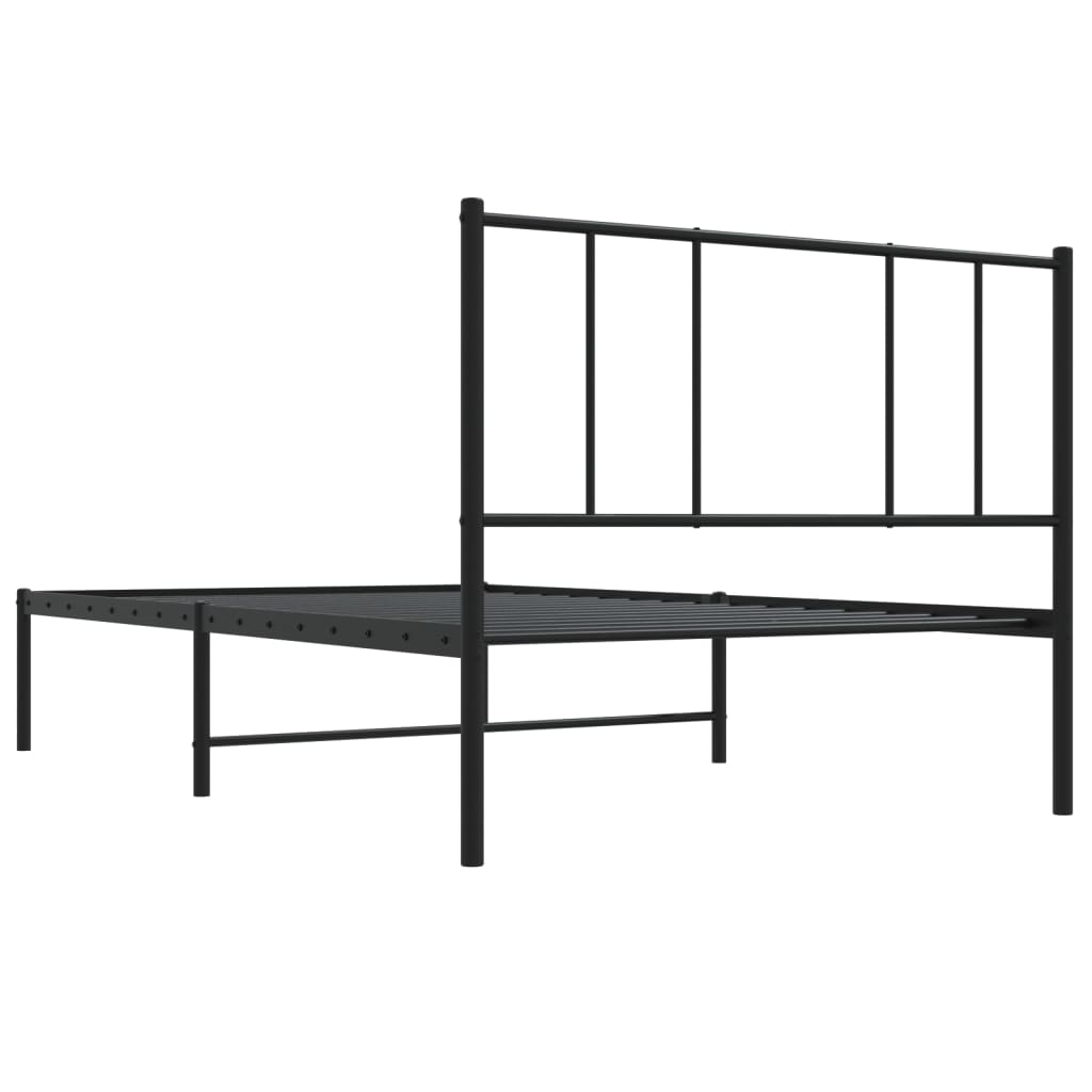 Bedframe met hoofdbord metaal zwart 90x200 cm is nu te koop bij PeponiXL, paradijselijk wonen!