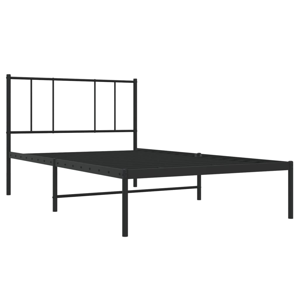 Bedframe met hoofdbord metaal zwart 100x190 cm is nu te koop bij PeponiXL, paradijselijk wonen!