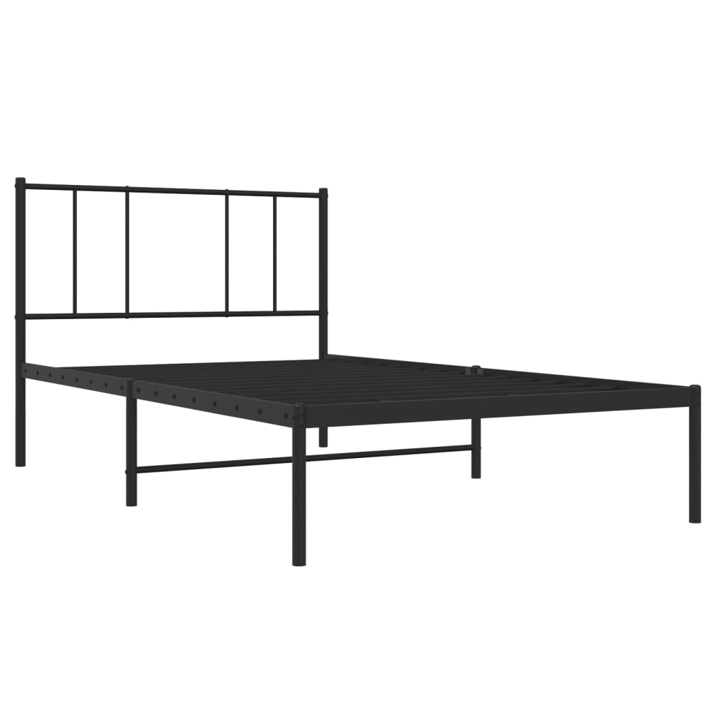 Bedframe met hoofdbord metaal zwart 100x200 cm is nu te koop bij PeponiXL, paradijselijk wonen!