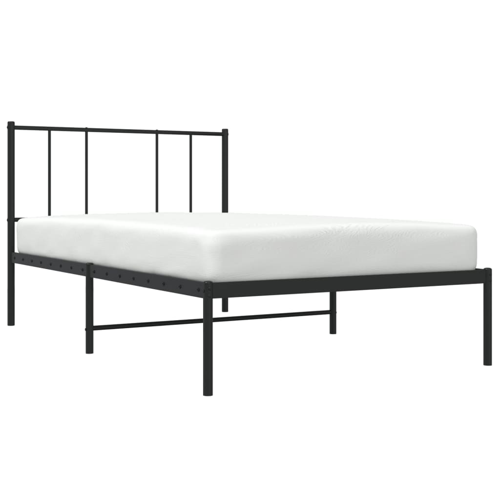 Bedframe met hoofdbord metaal zwart 100x200 cm is nu te koop bij PeponiXL, paradijselijk wonen!