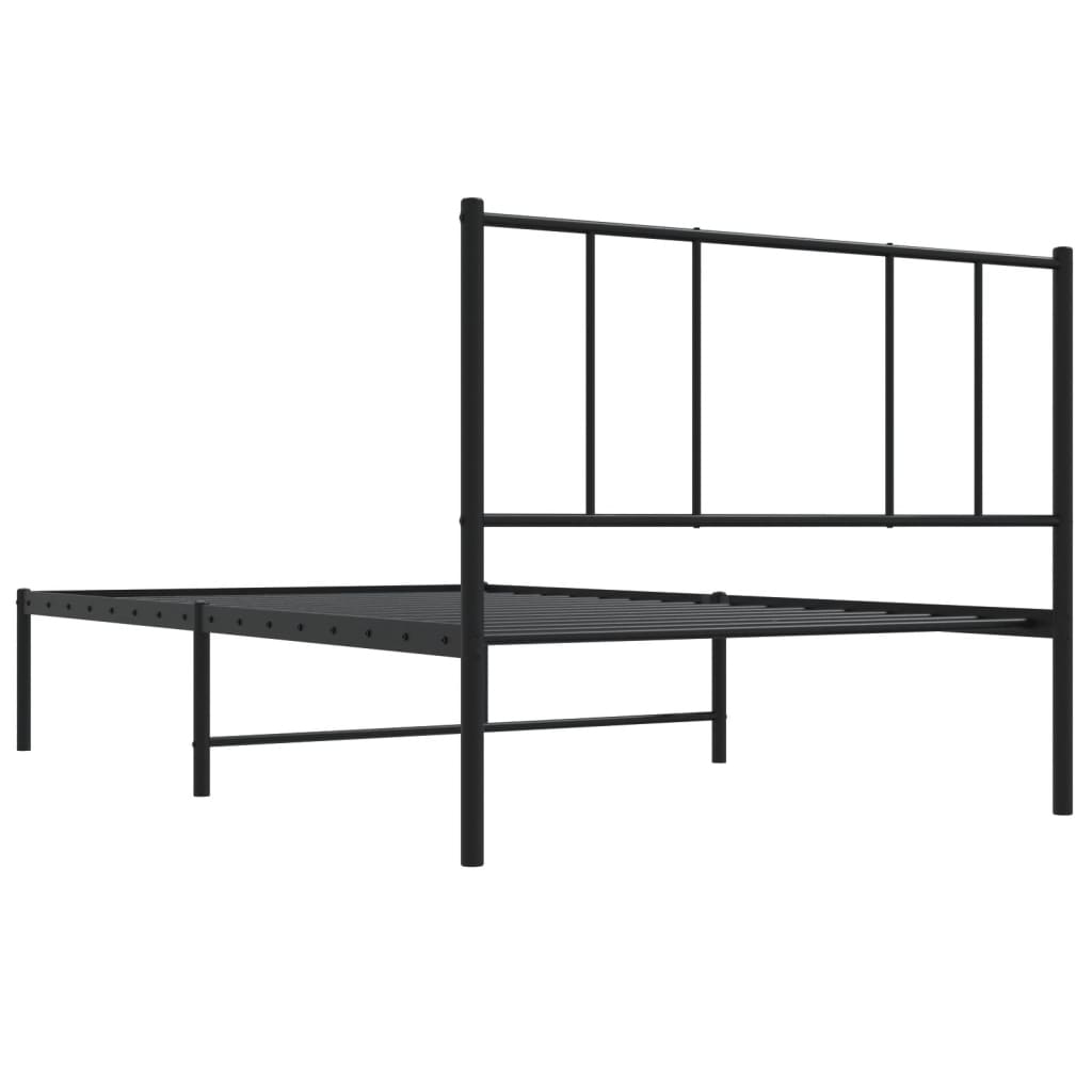 Bedframe met hoofdbord metaal zwart 100x200 cm is nu te koop bij PeponiXL, paradijselijk wonen!
