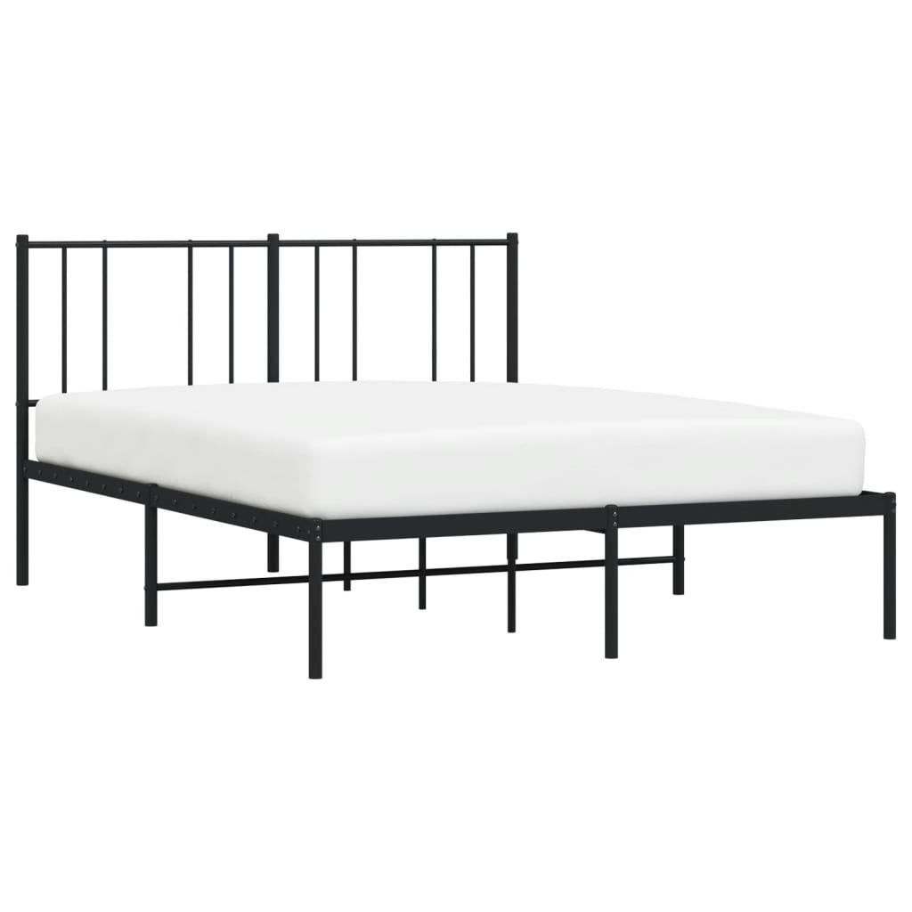 Bedframe met hoofdbord metaal zwart 135x190 cm is nu te koop bij PeponiXL, paradijselijk wonen!