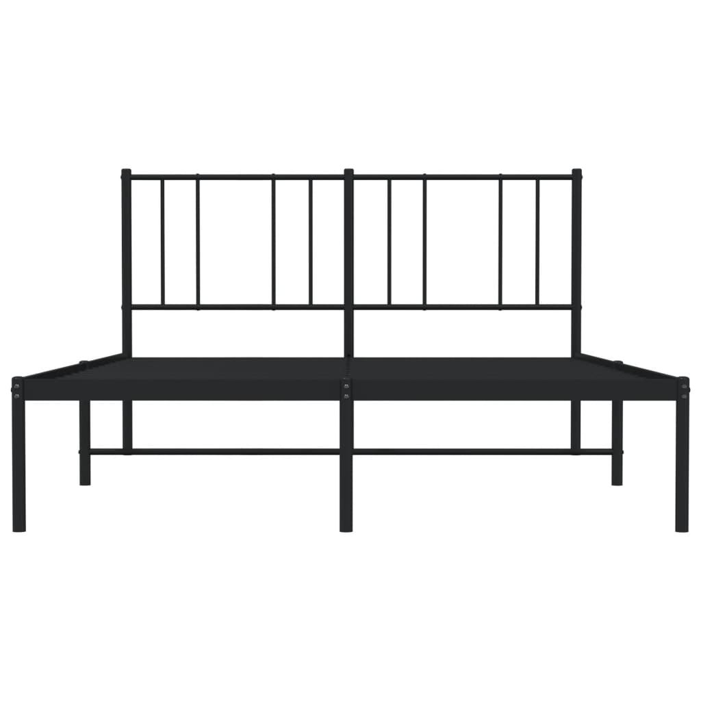Bedframe met hoofdbord metaal zwart 135x190 cm is nu te koop bij PeponiXL, paradijselijk wonen!