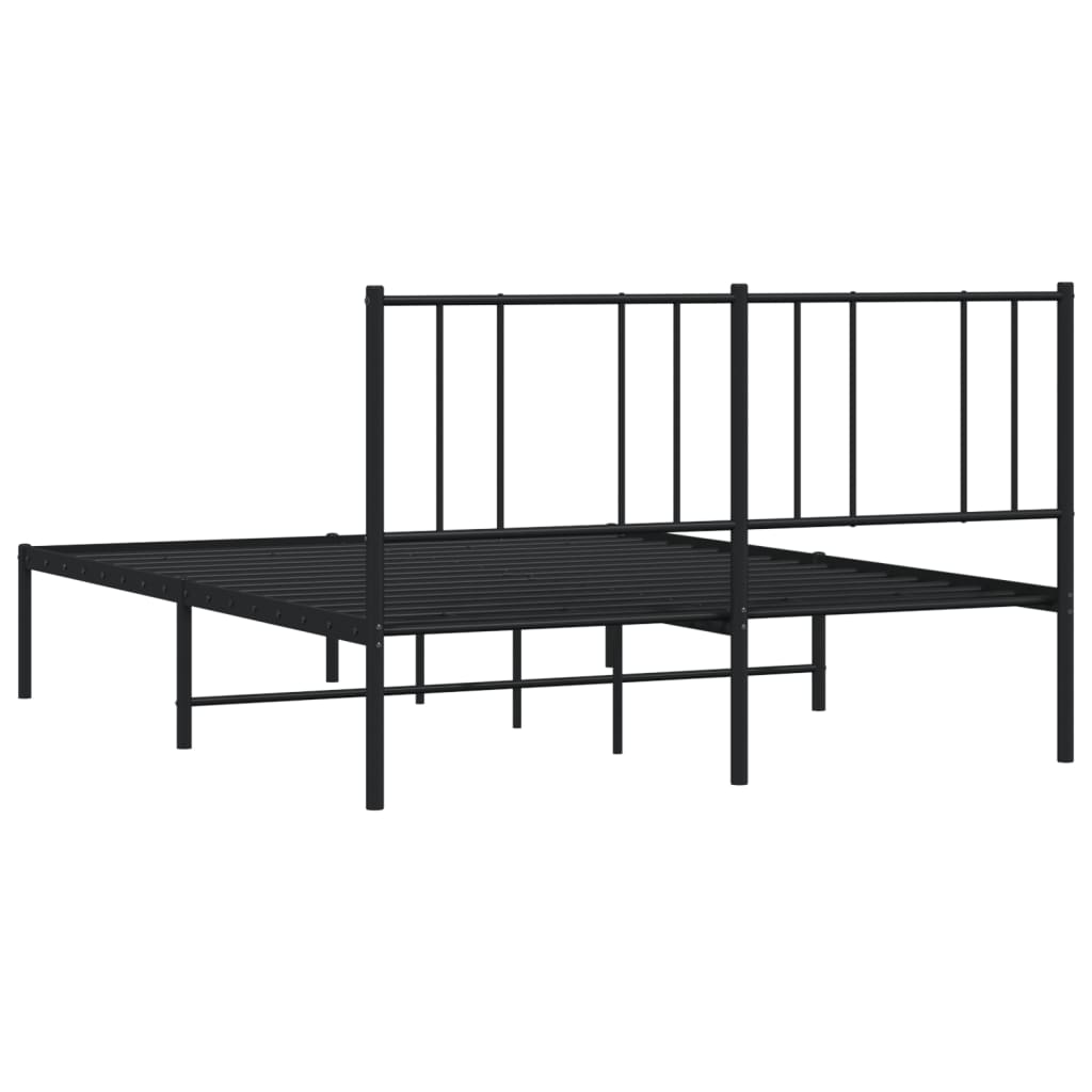 Bedframe met hoofdbord metaal zwart 135x190 cm is nu te koop bij PeponiXL, paradijselijk wonen!