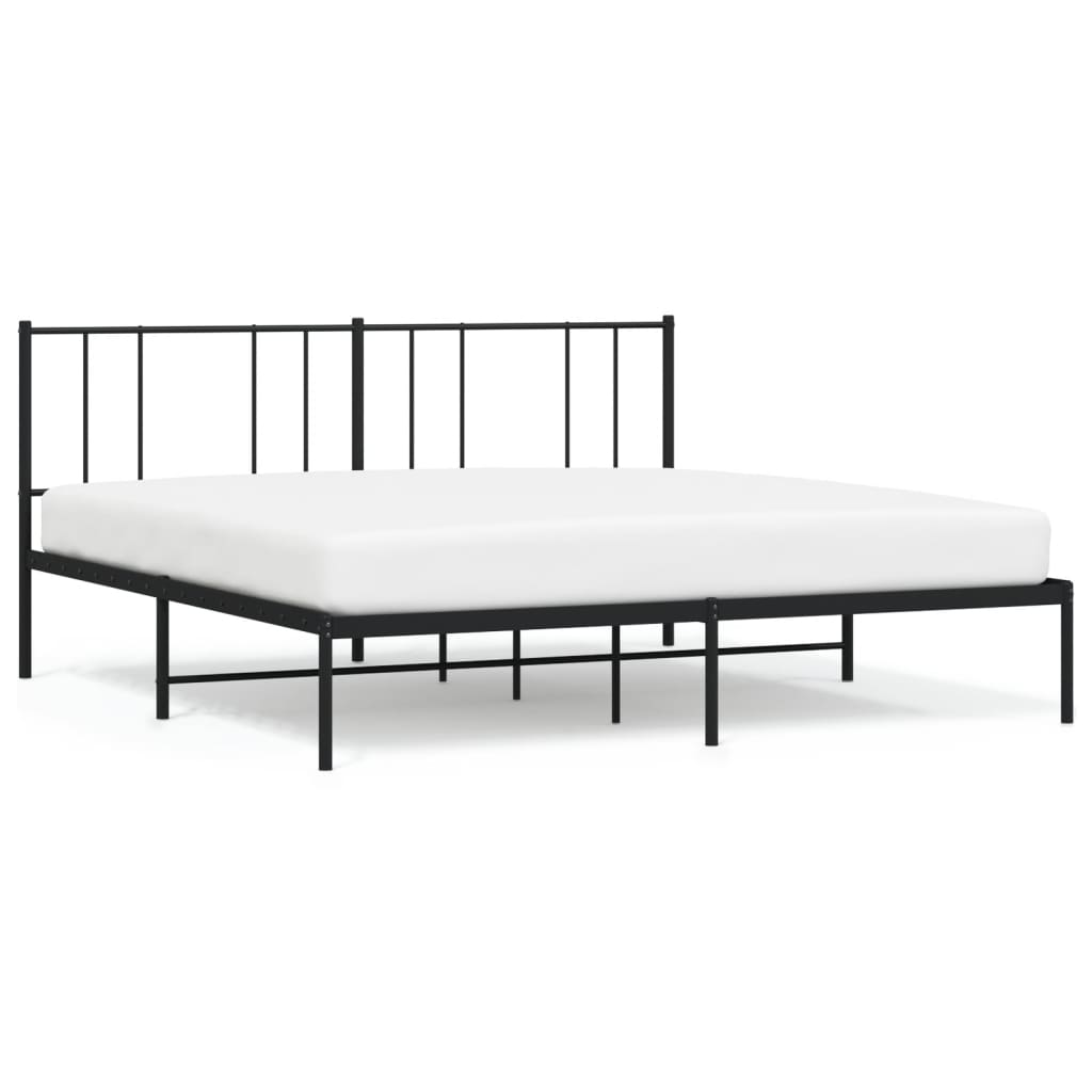 Bedframe met hoofdbord metaal zwart 180x200 cm is nu te koop bij PeponiXL, paradijselijk wonen!