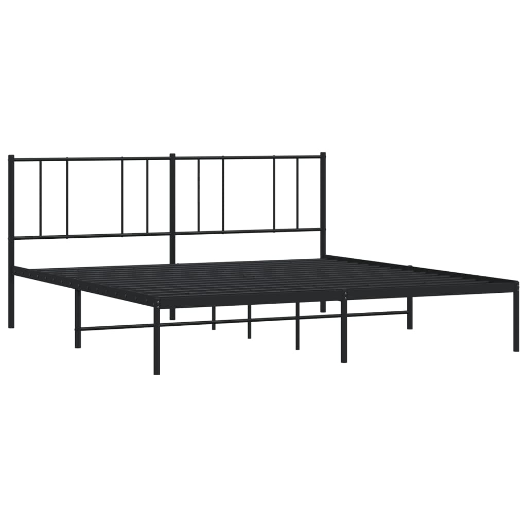 Bedframe met hoofdbord metaal zwart 180x200 cm is nu te koop bij PeponiXL, paradijselijk wonen!