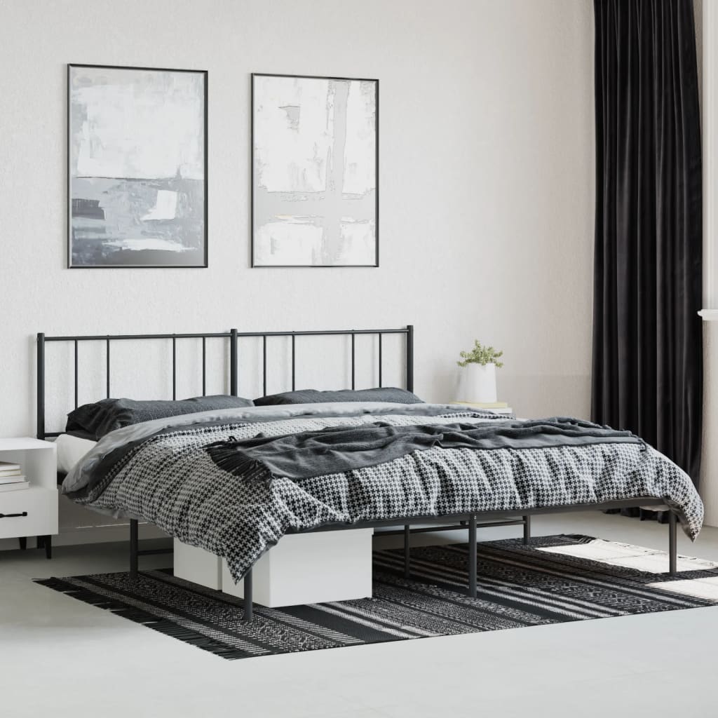 Bedframe met hoofdbord metaal zwart 180x200 cm is nu te koop bij PeponiXL, paradijselijk wonen!