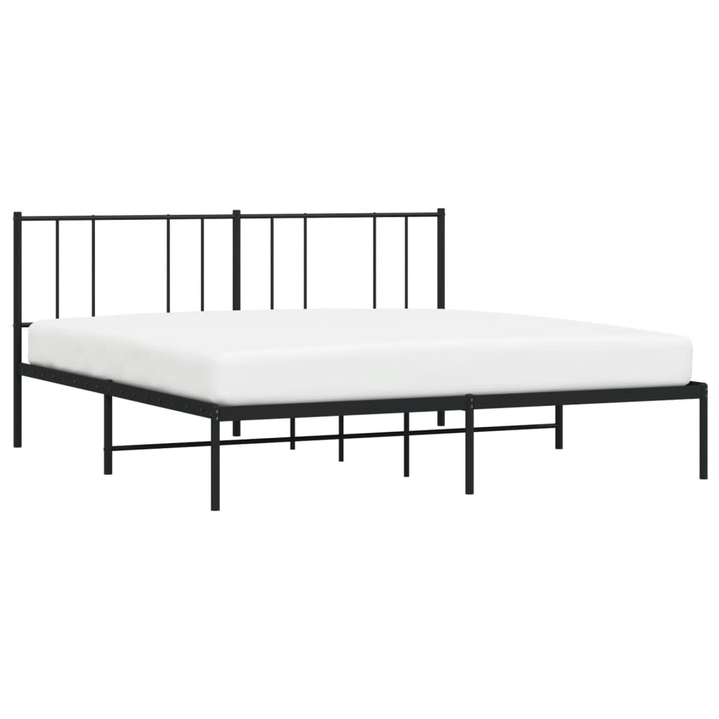 Bedframe met hoofdbord metaal zwart 180x200 cm is nu te koop bij PeponiXL, paradijselijk wonen!