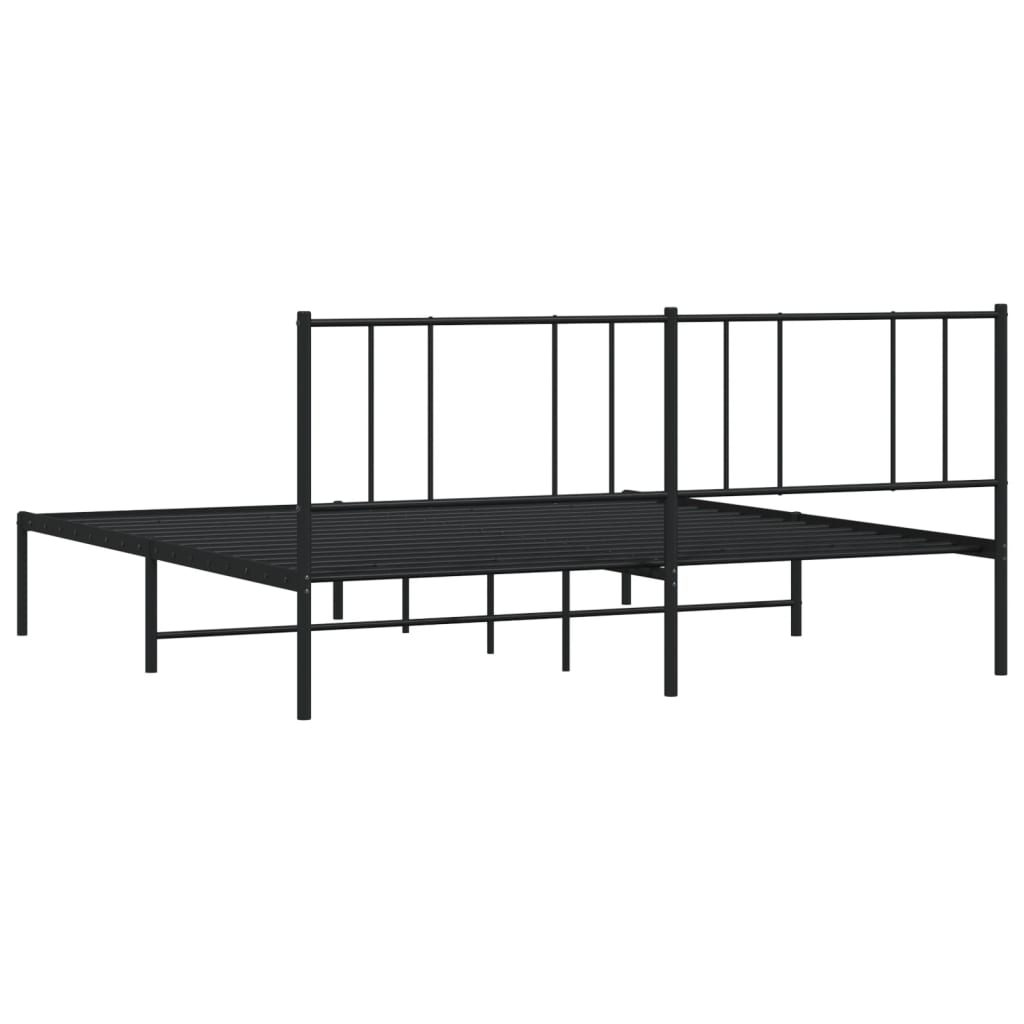 Bedframe met hoofdbord metaal zwart 180x200 cm is nu te koop bij PeponiXL, paradijselijk wonen!