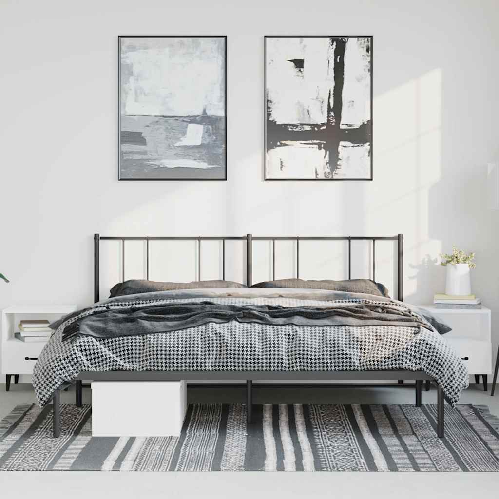 Bedframe met hoofdbord metaal zwart 183x213 cm is nu te koop bij PeponiXL, paradijselijk wonen!