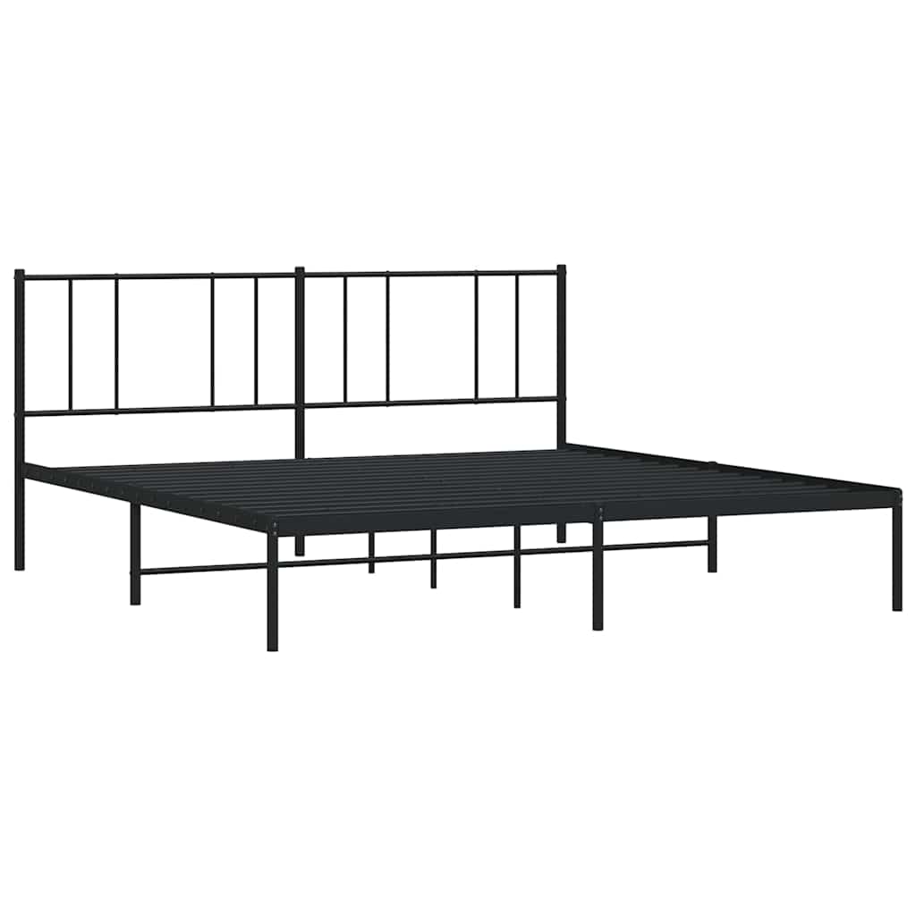 Bedframe met hoofdbord metaal zwart 183x213 cm is nu te koop bij PeponiXL, paradijselijk wonen!