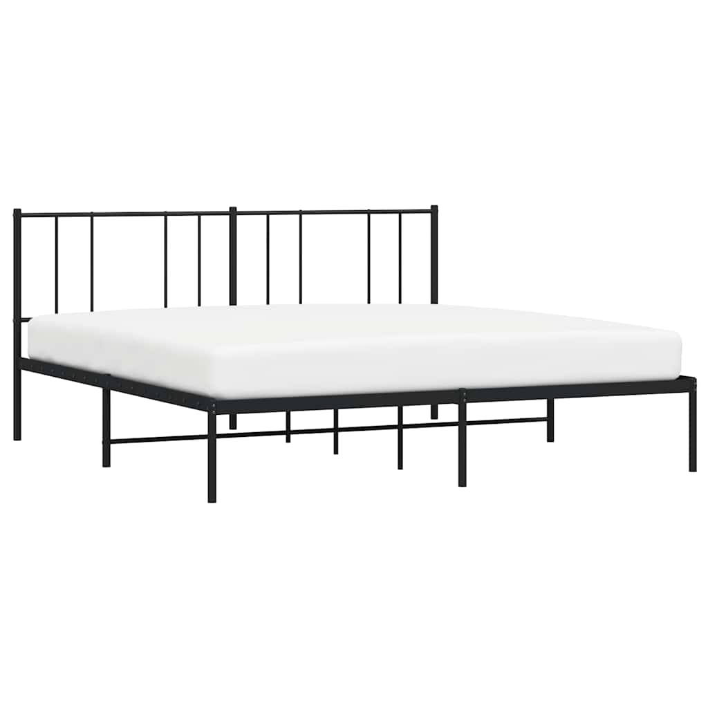 Bedframe met hoofdbord metaal zwart 183x213 cm is nu te koop bij PeponiXL, paradijselijk wonen!