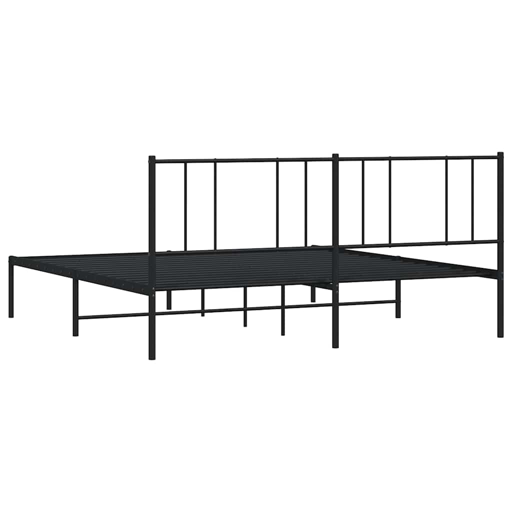 Bedframe met hoofdbord metaal zwart 183x213 cm is nu te koop bij PeponiXL, paradijselijk wonen!
