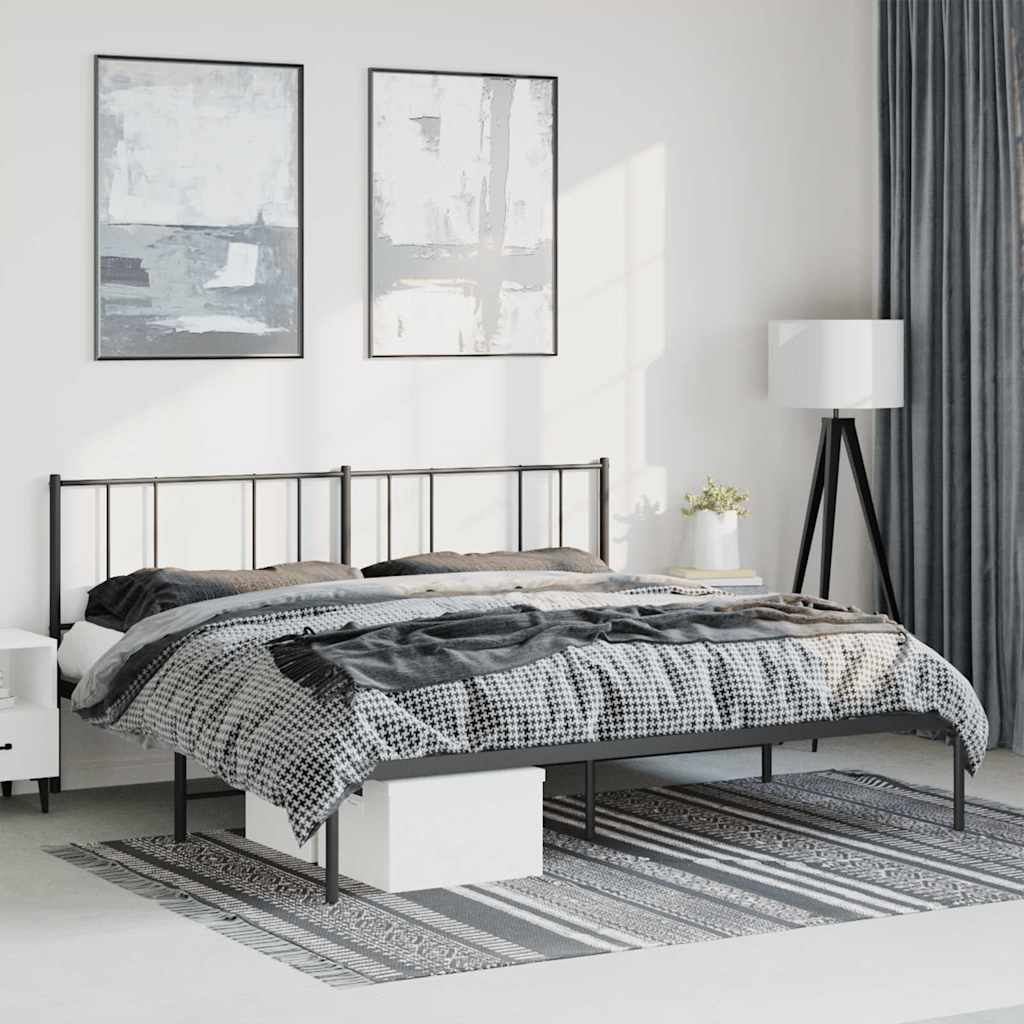 Bedframe met hoofdbord metaal zwart 183x213 cm is nu te koop bij PeponiXL, paradijselijk wonen!