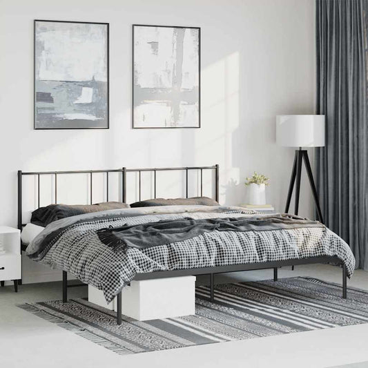 Bedframe met hoofdbord metaal zwart 183x213 cm is nu te koop bij PeponiXL, paradijselijk wonen!